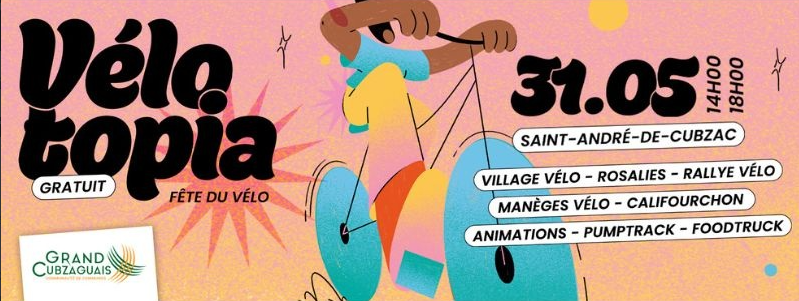 Affiche Vélotopia fête du vélo Saint-André-de-Cubzac Gironde 31 mai 2026